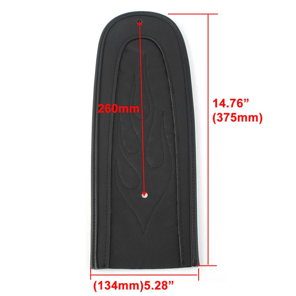 Black Flame Stitch PU Leather Rear Fender Bib for Harley Dyna (2006-2017)