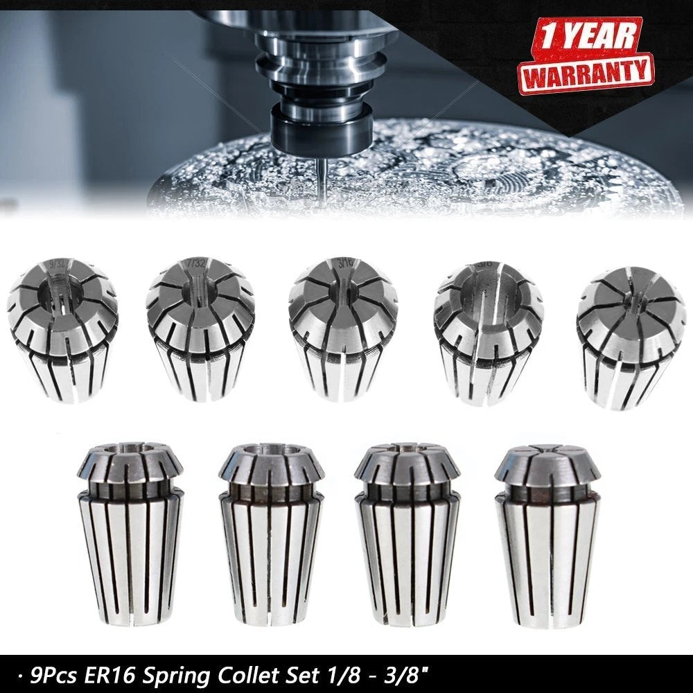 9Pcs ER16 Spring Collet Set for CNC Milling Lathe (No Year Specified)