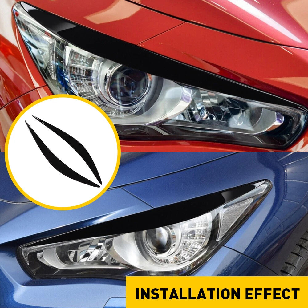 Headlight Eyelid Eyebrows for Infiniti Q50 (2014â2021) Gloss Black