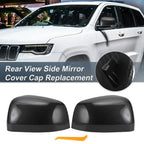 Rearview Mirror Cover Cap Set 2 x Black Carbon Fiber for Jeep Grand Cherokee