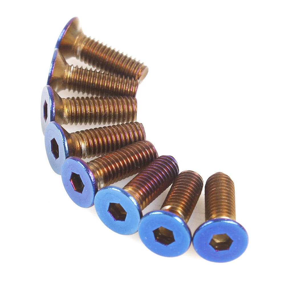 Set of 8 Steering Wheel Conical Screws for M5 (Blue)