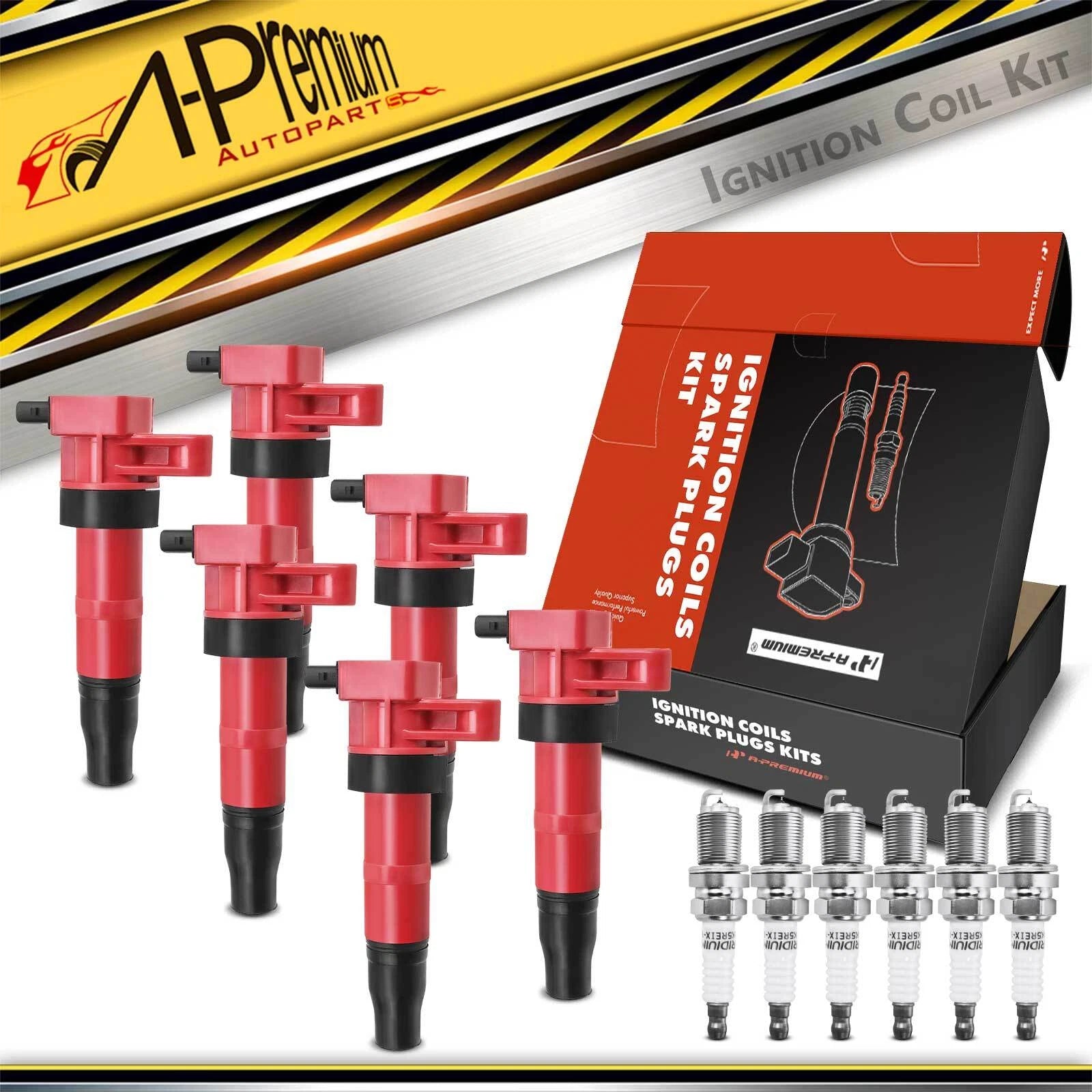 Set of 6 Ignition Coils & Iridium Spark Plugs for Hyundai Sonata 