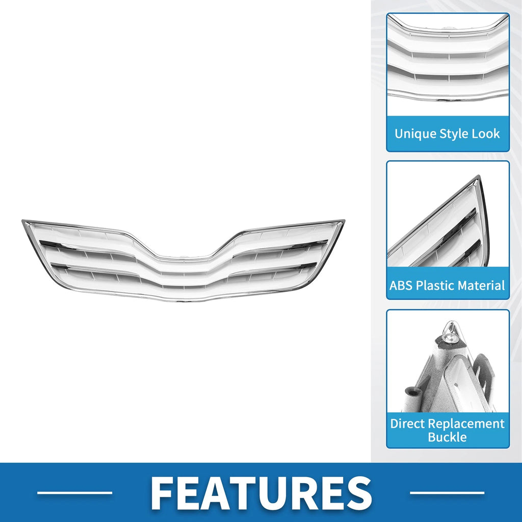 Front Hood Bumper Grille for Toyota Camry (2010) Chrome Silver Tone