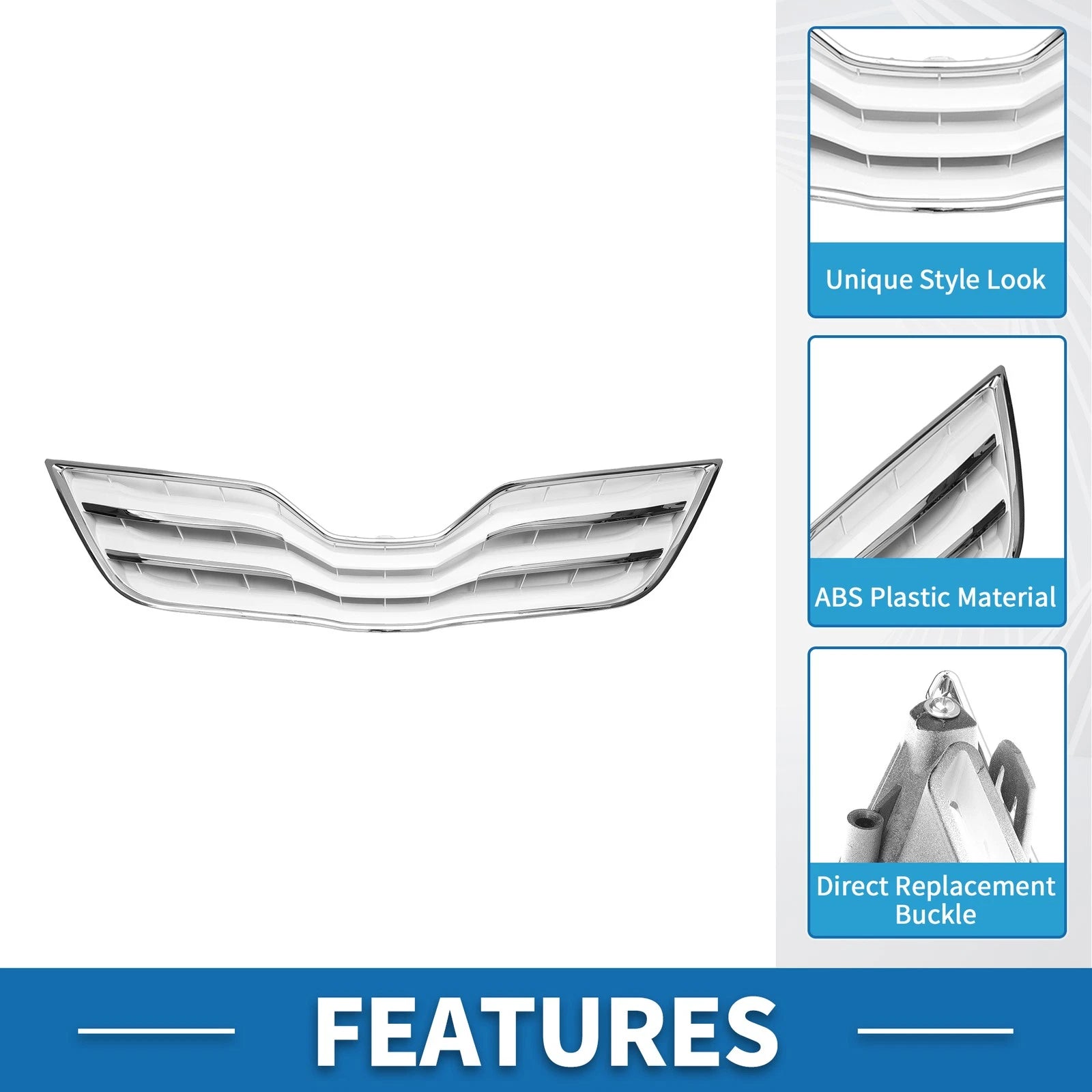 Front Hood Bumper Grille for Toyota Camry (2010) Chrome Silver Tone