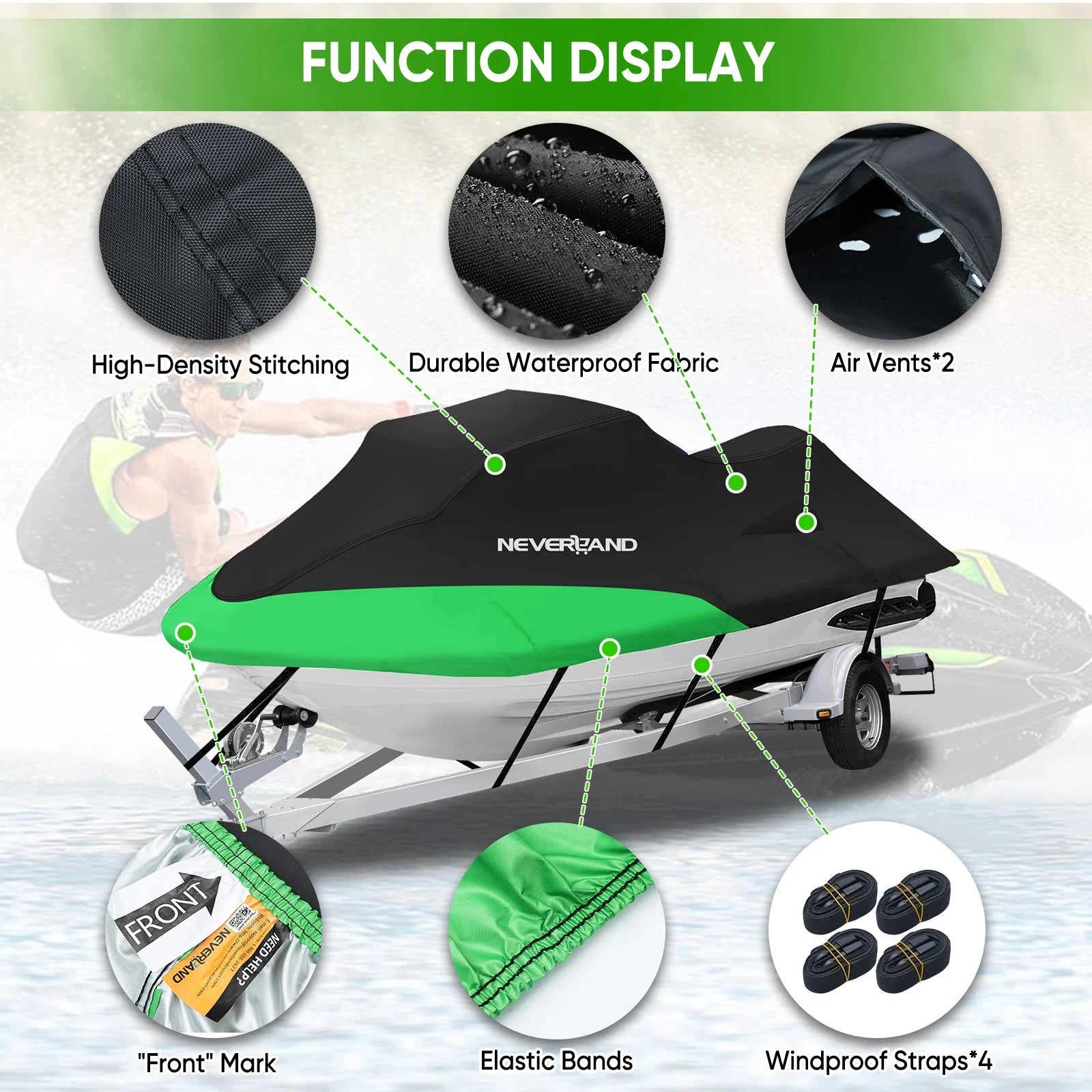 Heavy Duty 210D Jet Ski Cover for Yamaha Sea-Doo (115''-120'')