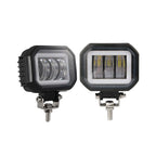 Set of 2 4-Inch Square LED Work Light Bars for Motorcycle (12V-24V)