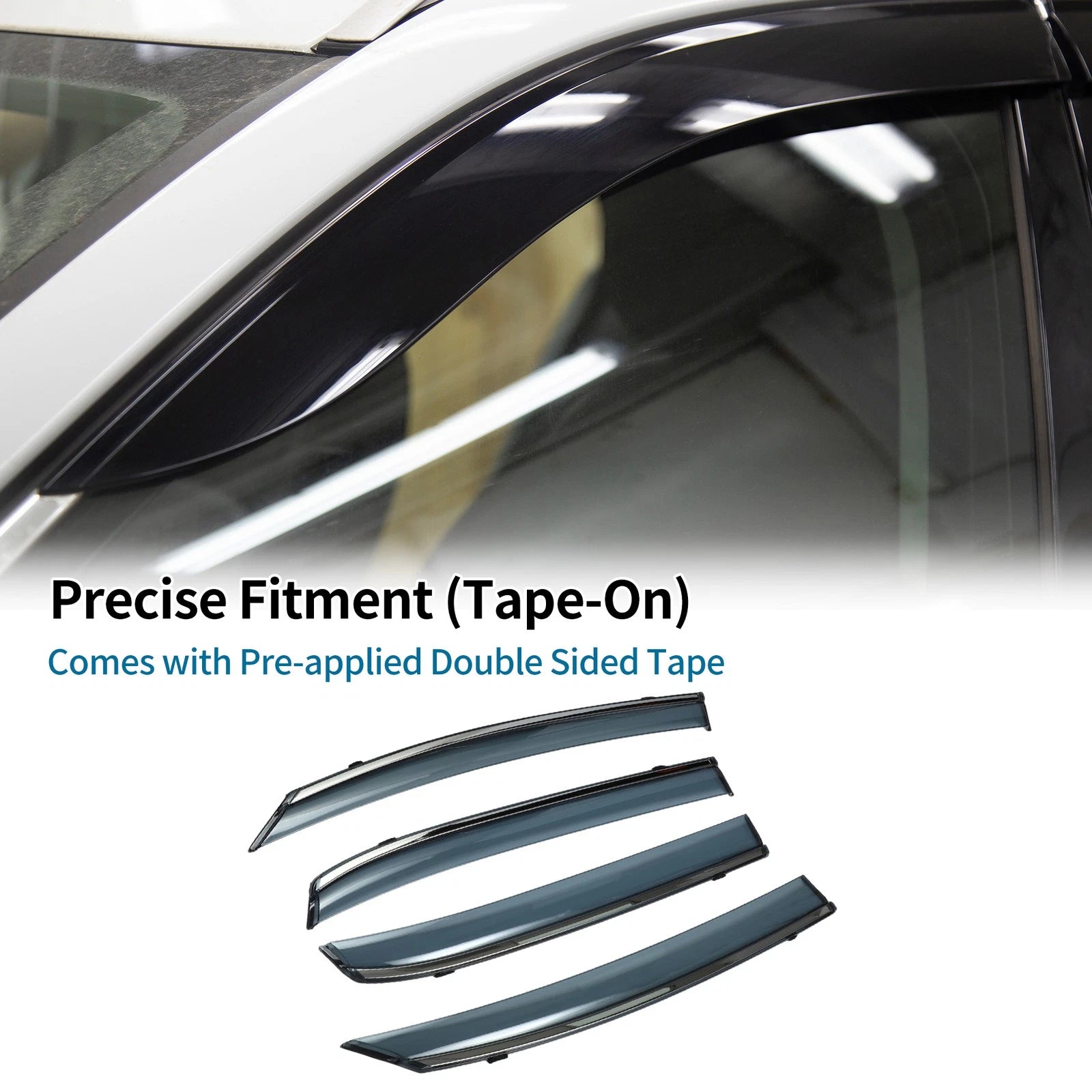 Set of 4 Window Deflectors for Honda Fit (2021–2023) Side Vent Visors Black