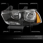Pair of Black Housing Amber Corner Headlights for Dodge Charger (2011–2014)