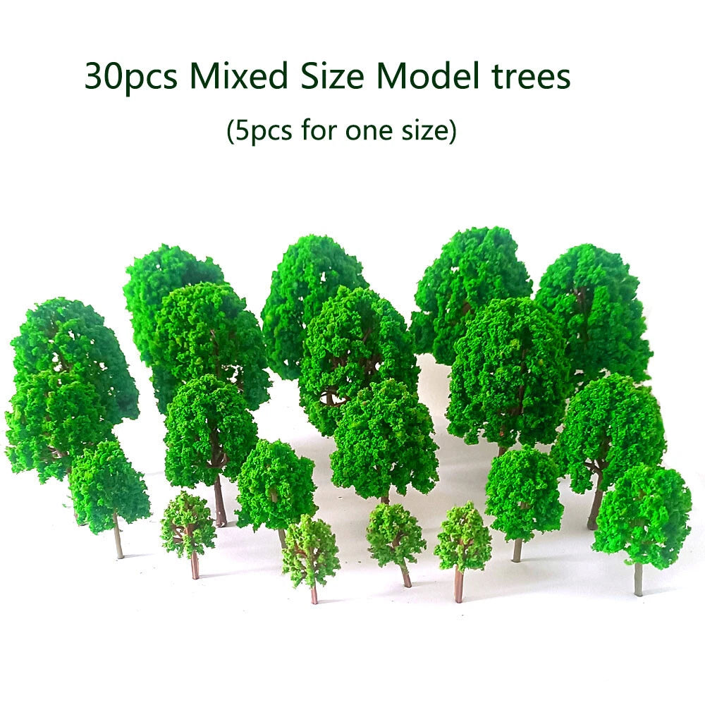 30pcs Mixed Size Model Trees for Train Railway Scenery Layout