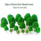 30pcs Mixed Size Model Trees for Train Railway Scenery Layout