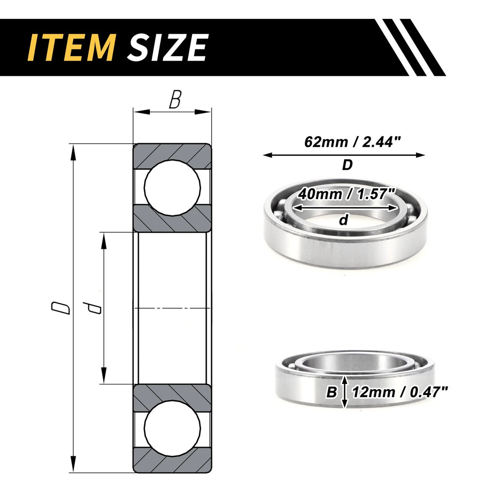 Deep Groove Ball Bearing 40x62x12mm for Scooter Skateboard (1 Pcs)