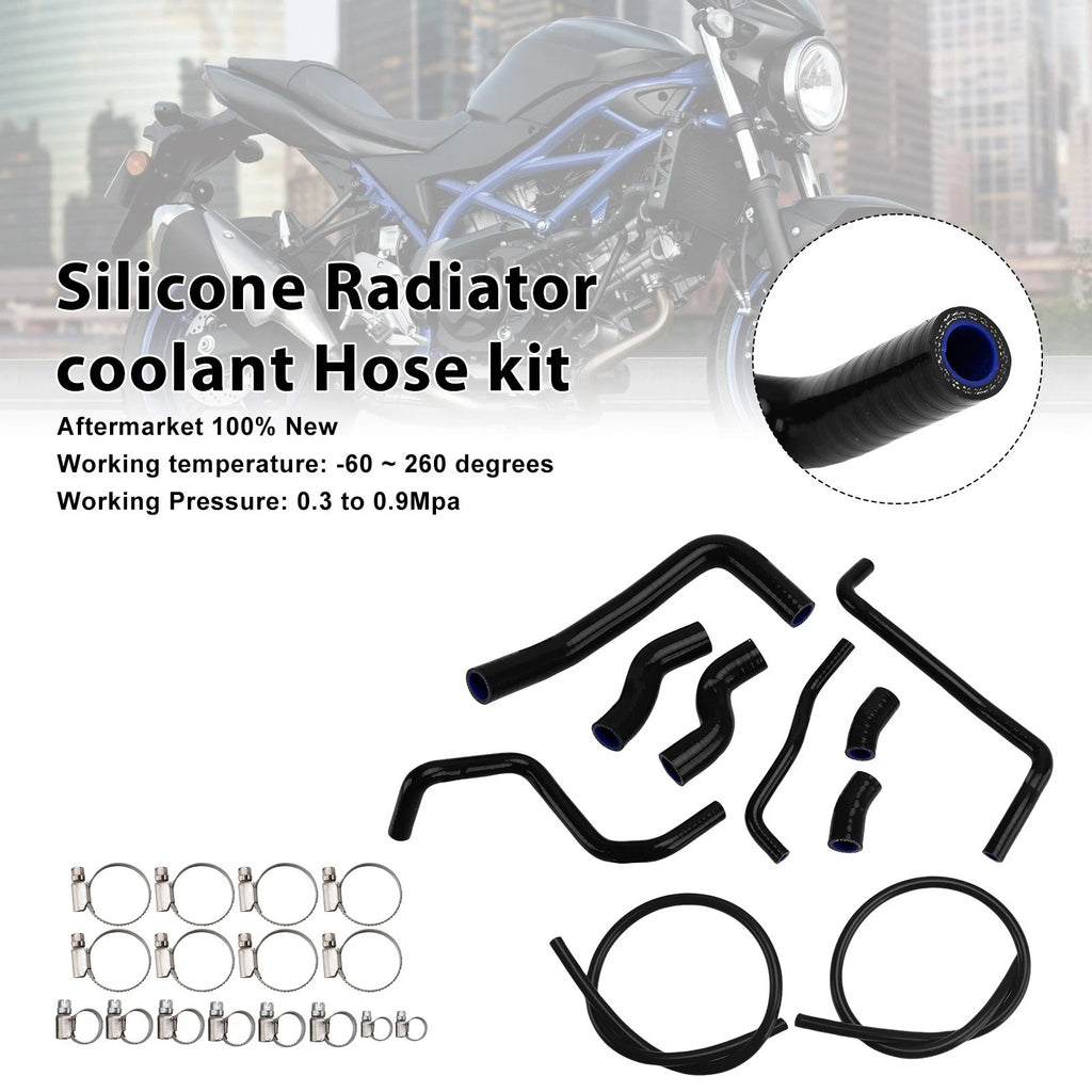 Silicone Radiator Coolant Hose for Suzuki SV650 (2016–2025) Black