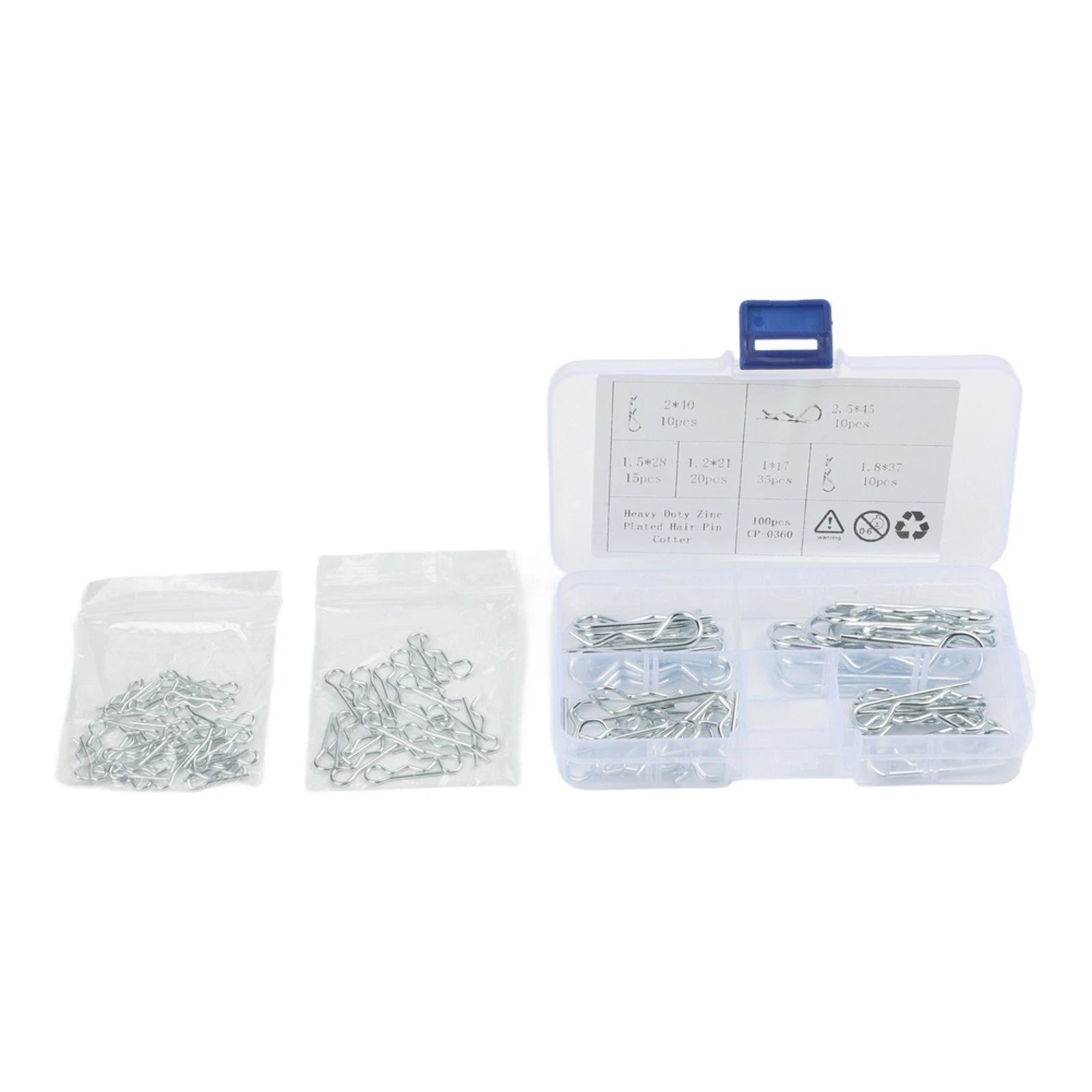 100PCS R Type Cotter Pin for Automotive (Zinc Plated, Heavy Duty)