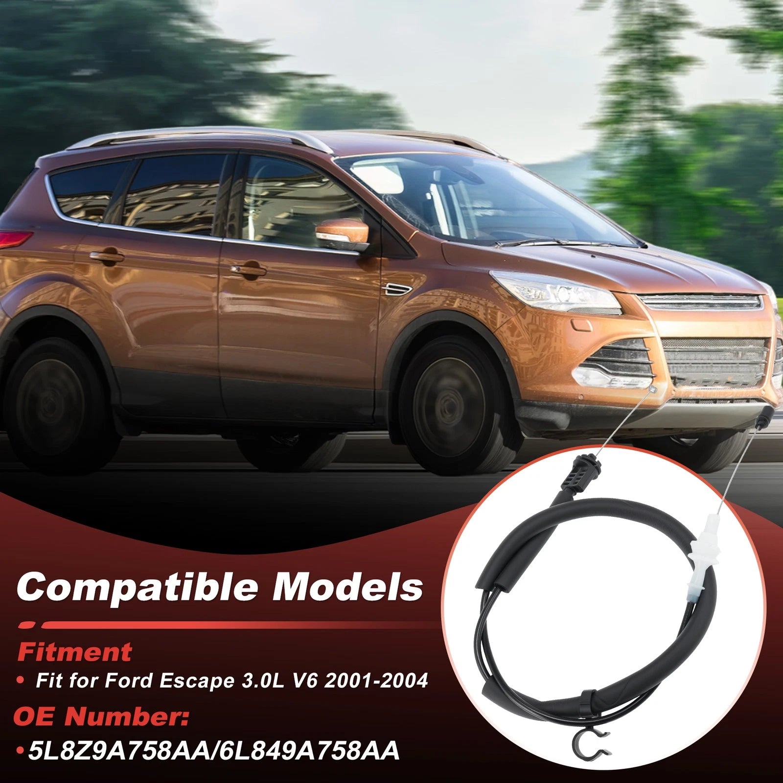 Throttle Control Cable for Ford Escape (2001–2004) 5L8Z9A758AA/6L849A758AA