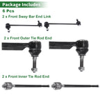 6X Front Suspension Kit Tie Rod End Sway Bar Link for Ford Mustang (2011–2014)