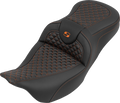 SADDLEMEN Roadsofa Seat for Harley Davidson (2014–2023) - Dragon Stitch - Orange Stitch