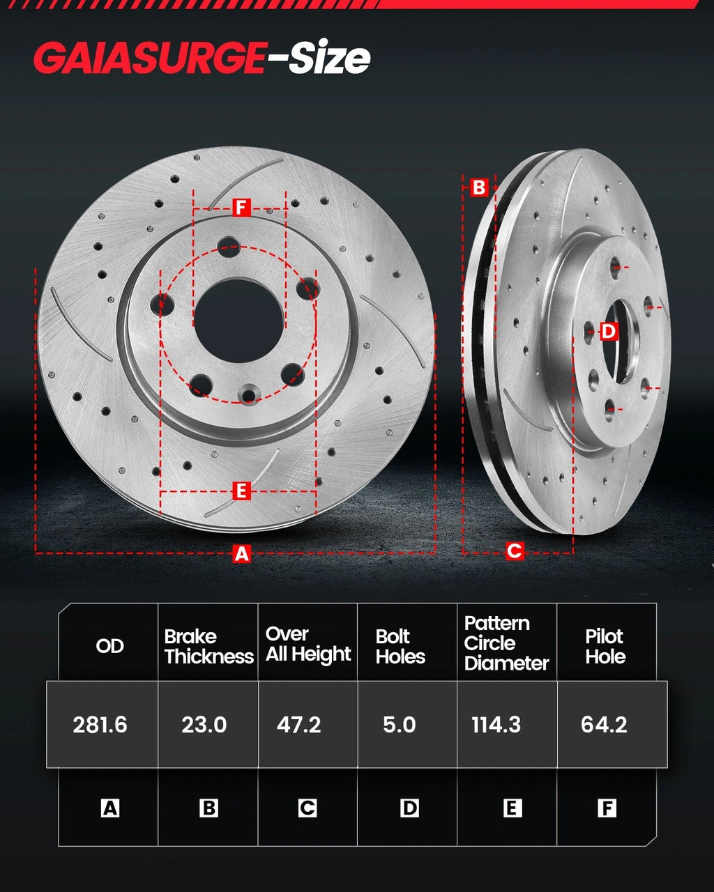 Front Rear Drilled Slotted Brake Rotors Ceramic Pads for Honda Accord (2003–2007)