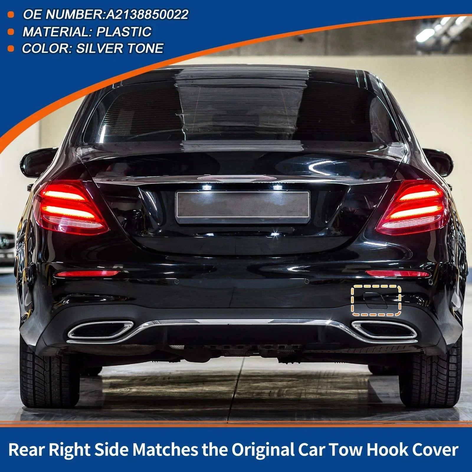 Rear Bumper Tow Hook Cover for Mercedes-Benz W213 (2017-2023) Silver Tone