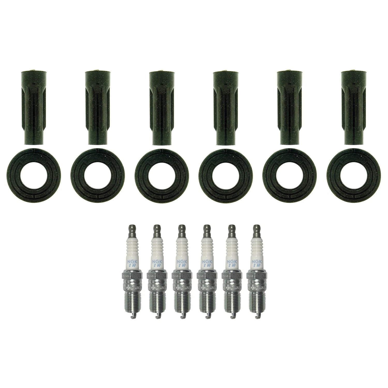 Set of 6 NGK Laser Iridium Spark Plugs & Coil Boots for Fusion Milan Zephyr (V6)