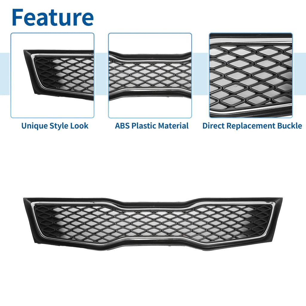Front Upper Bumper Grille for Kia Optima (2011–2013) Black Chrome