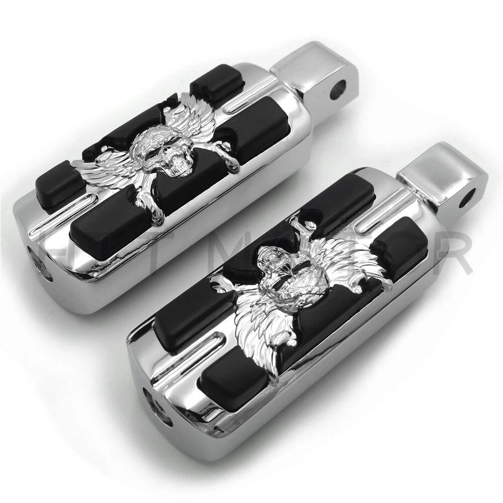 Chrome Pirate Skull Footpegs for Yamaha FZ6R (2009–2016), FZ-1 (2001–2016)