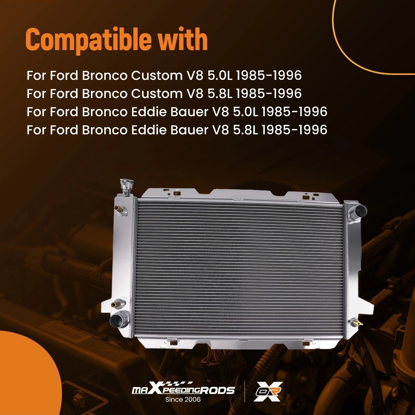 3 Row Radiator for Ford F-150 F-250 F-350 Bronco (1985–1997)