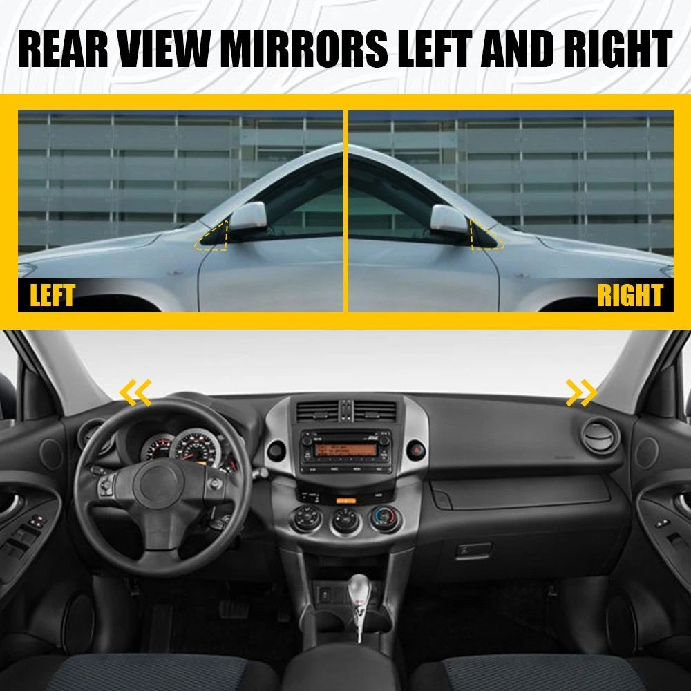 Pair Side Black Mirror Corner Triangle Bezel Covers for Toyota RAV4 (2009–2012)