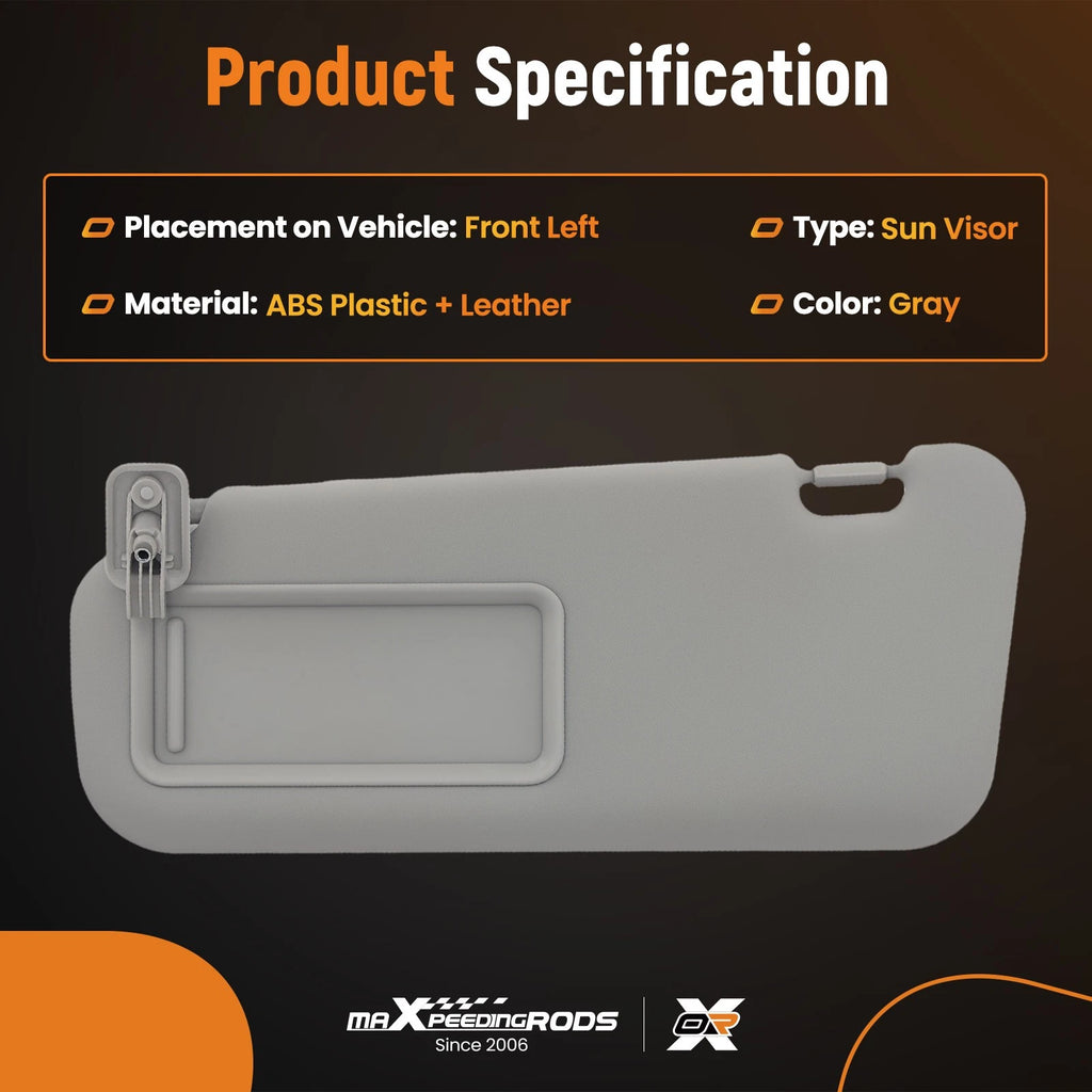 Front Driver Sun Visor for Mazda 3 Hatchback (2010–2013) BBM269320C75 Gray