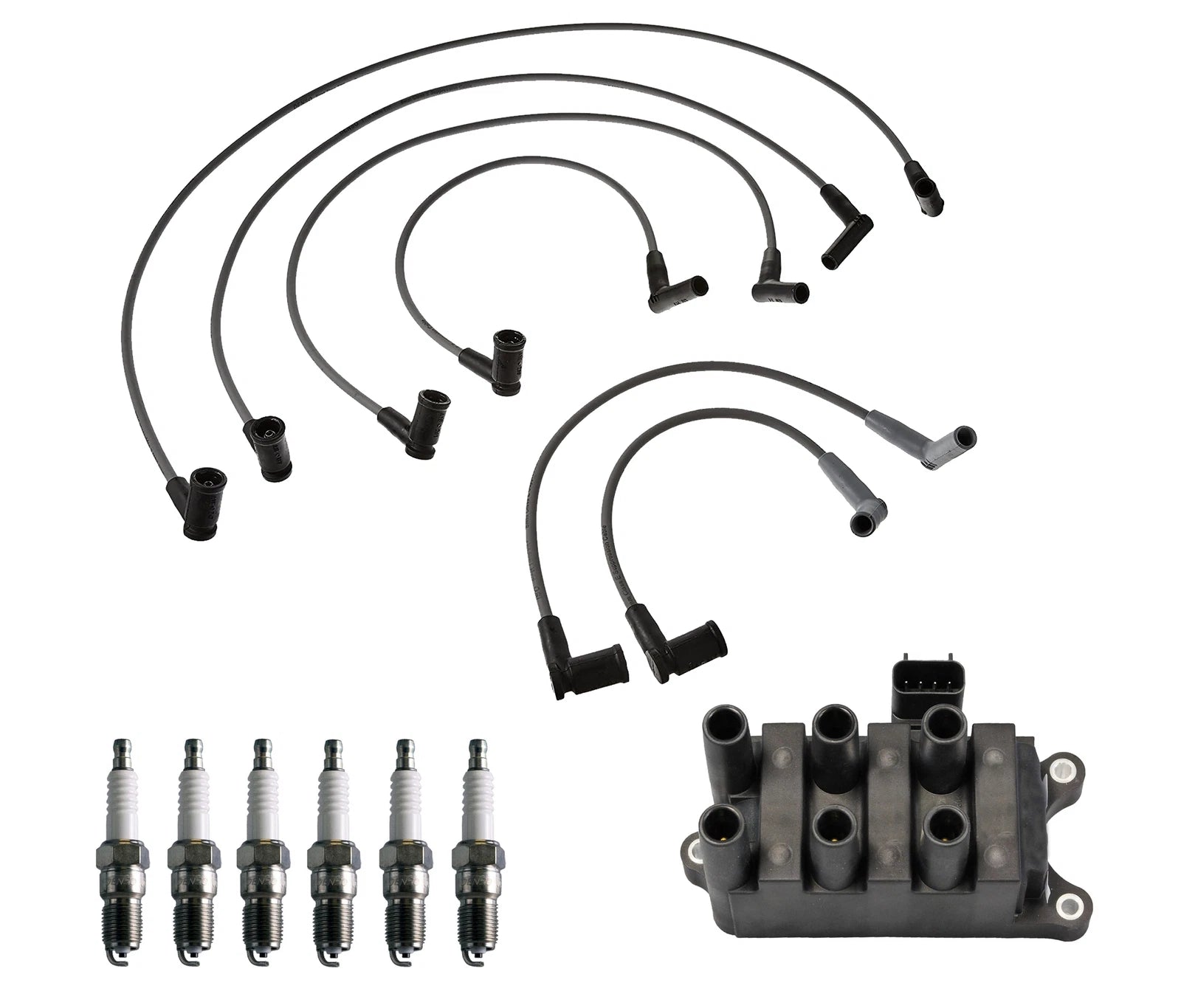 Set of 6 Denso Ignition Coil Wire Spark Plugs for Ford Mazda V6