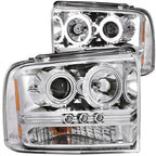 Chrome Clear Lens Projector Headlight Set w/Halo for 05-07 Ford F-250 Super Duty