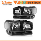 Headlight Assembly for GMC Sierra 1500-3500 (1999–2006) Black Housing