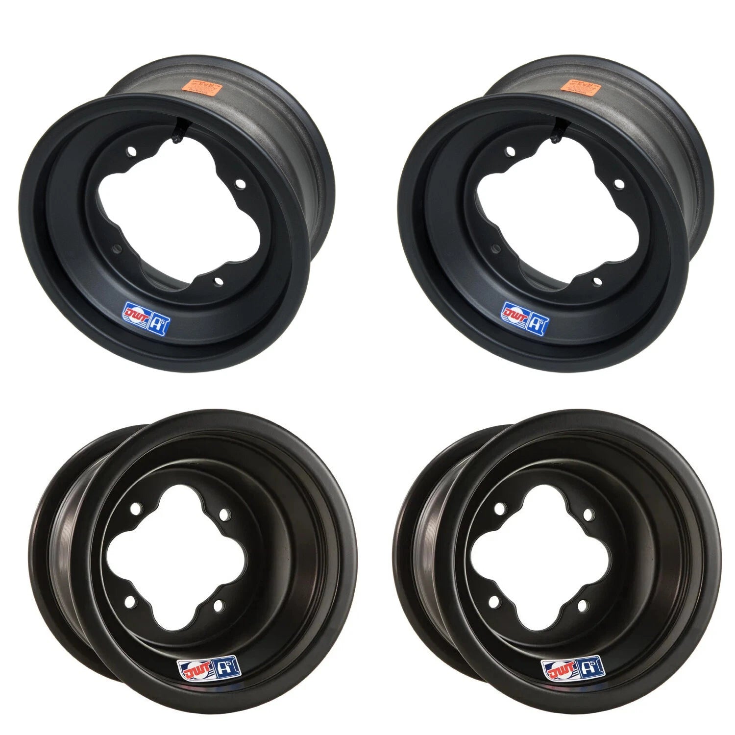 DWT A5 Matte Black Rolled Lip Rims Set of 4 for TRX 450R 400EX 250R 300 (2004–2023)