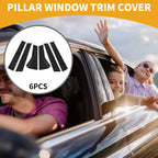 Set of 6 Door Pillar Window Trim for Honda Fit (2013–2019) Black