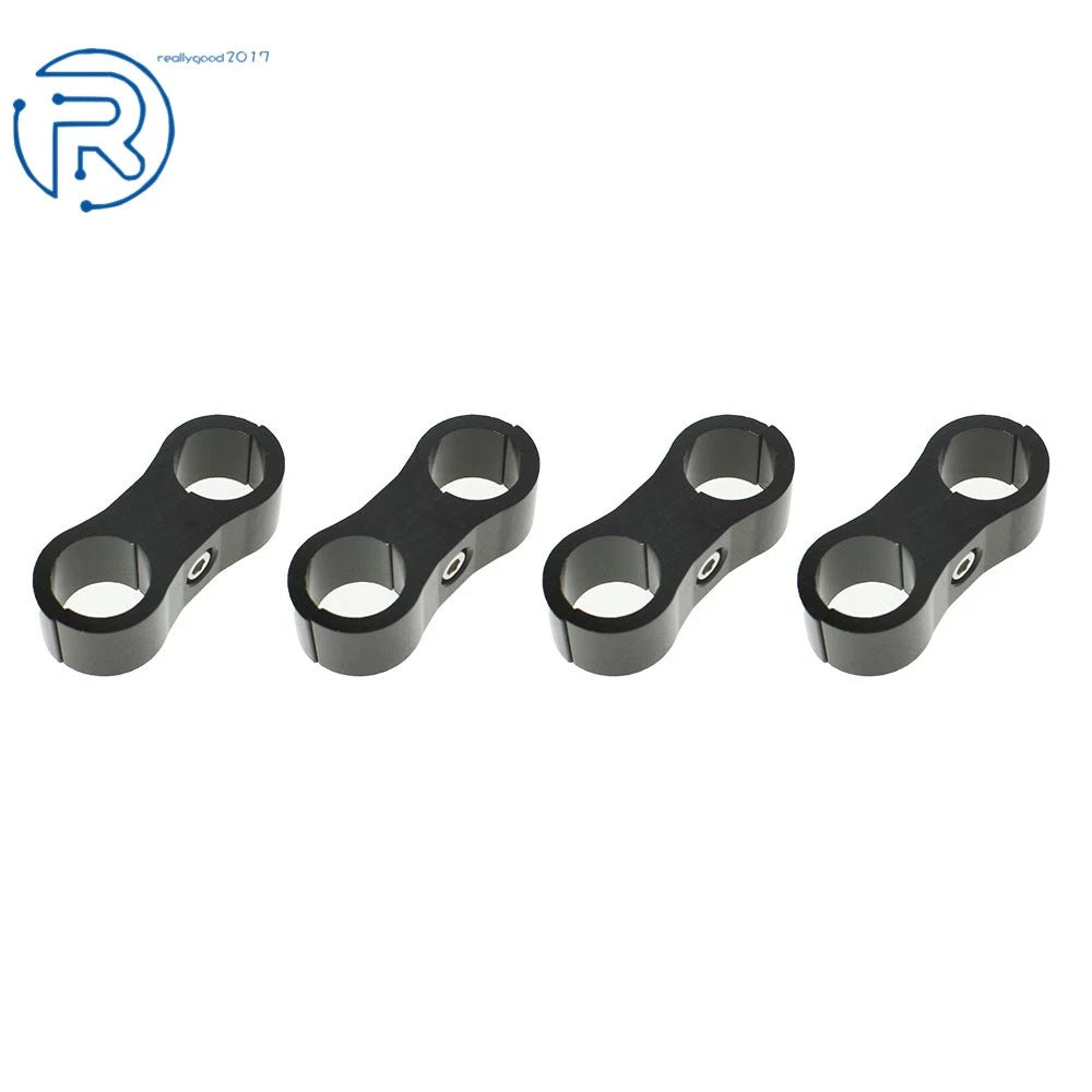 Set of 4 Black Aluminum 6AN Hose Separator Clamps for Oil/Fuel Hose
