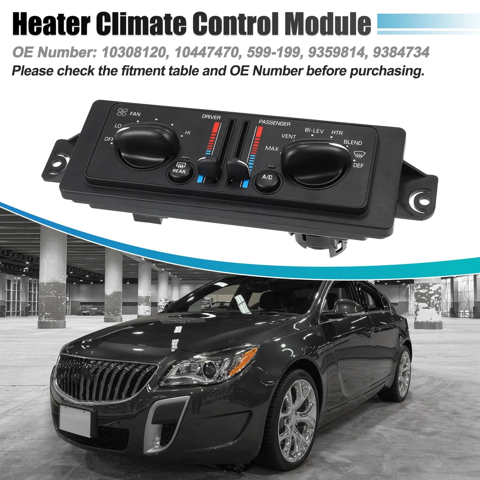 Climate Control Switch Panel for Buick (10308120, 1572734)