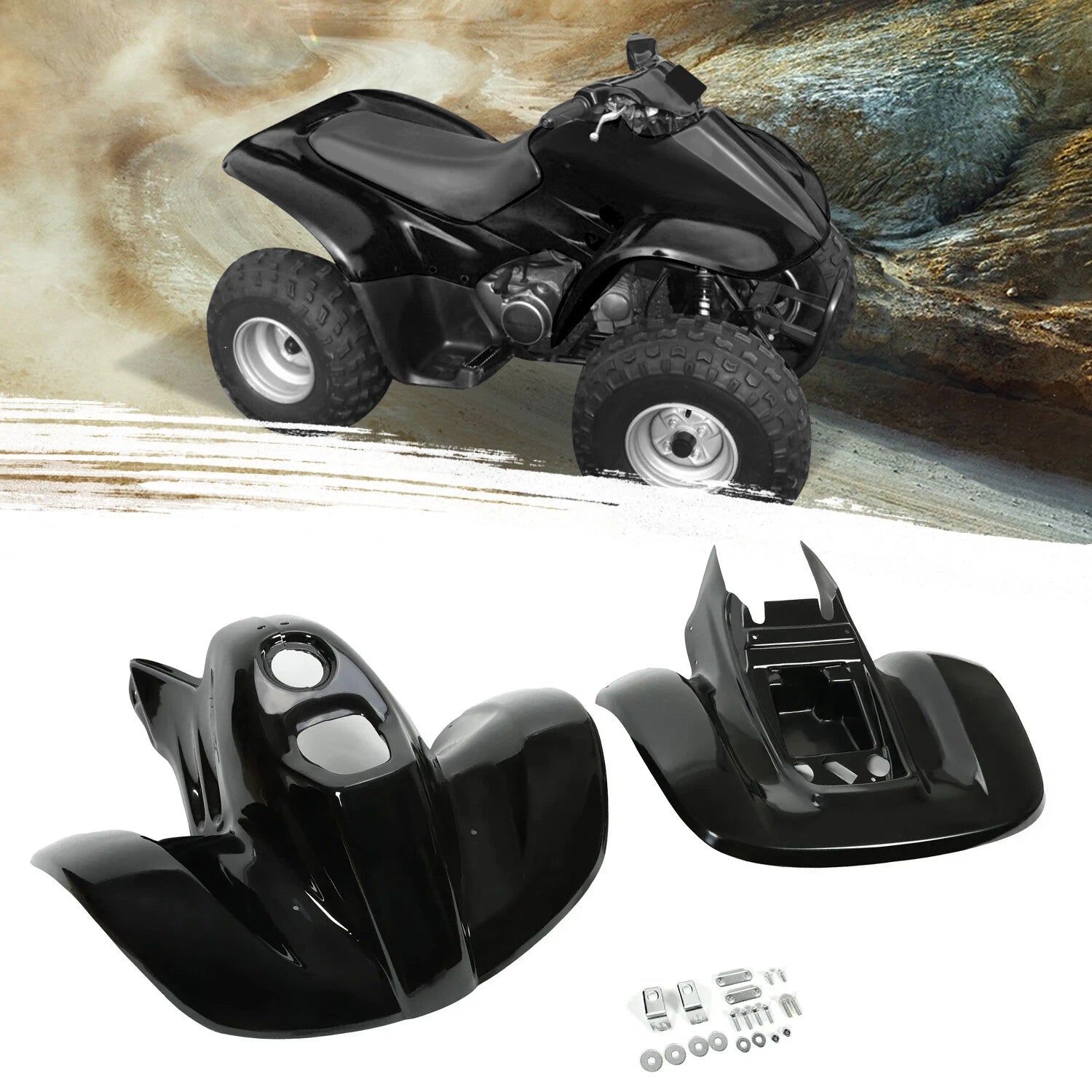 Set of 2 Front & Rear Fenders for Honda TRX90 (1993–2005) Black ABS