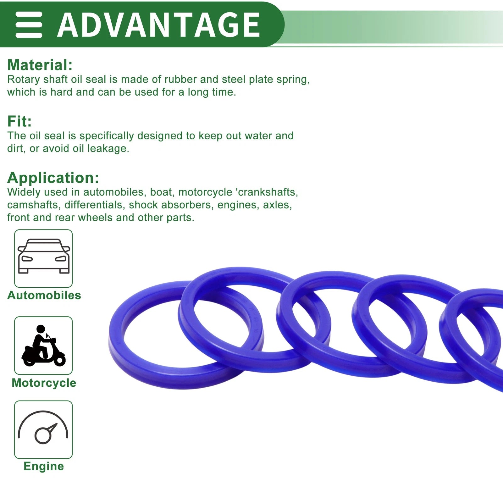 Set of 5 Oil Seal Rotary Shaft Seal 75x90x10mm High Pressure Blue