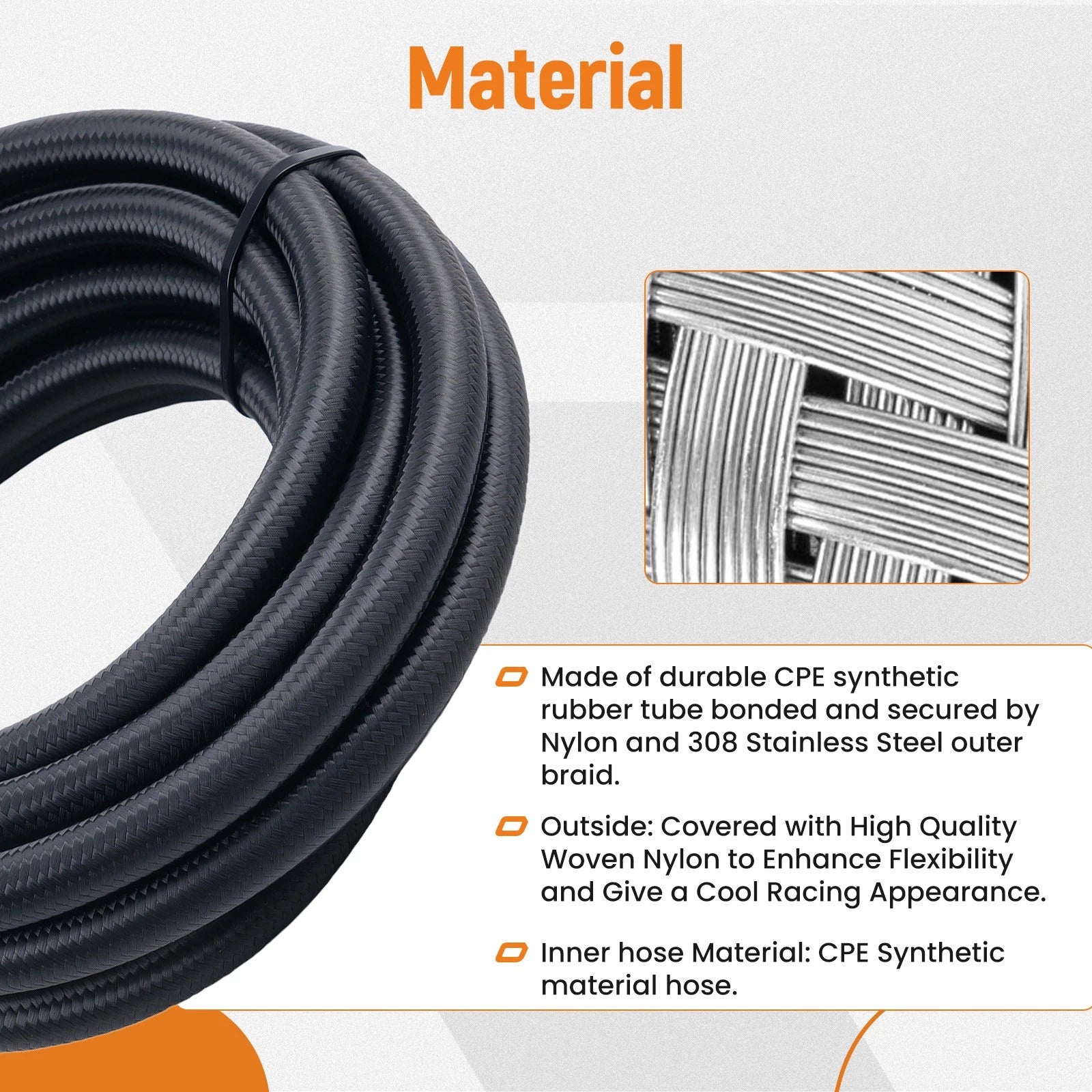 Oil Line Fuel Hose Kit 6AN/8AN/10AN/12AN/16AN/20AN (5FT/10FT/12FT/16FT/20FT)