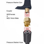 M22 to 1/4 Inch NPT High-Pressure Washer Hose Extension Connector