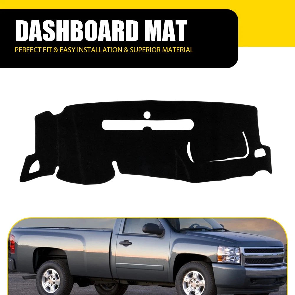 Dashboard Cover for Chevy Silverado GMC Sierra (2007–2013) Black Pad