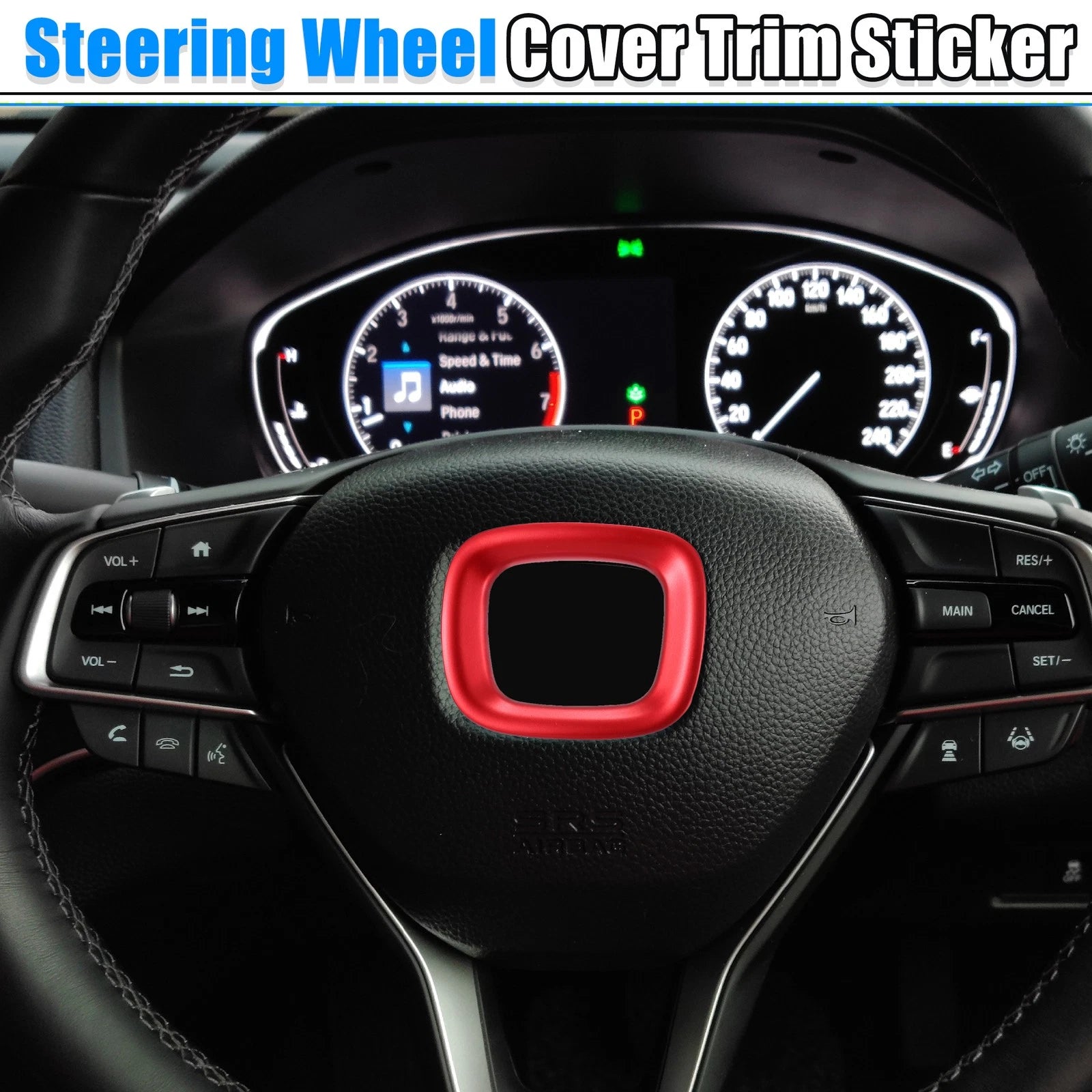 Inner Steering Wheel Center Logo Frame Cover Trim for Honda Accord (2018–2022) Red