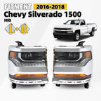 HID Headlight Set for Chevy Silverado 1500 (2016–2018) w/DRL Chrome Bezel