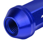 Set of 20 J2 7075 Forged Aluminum M12x1.25 Open-End Lug Nuts w/Adapter Blue