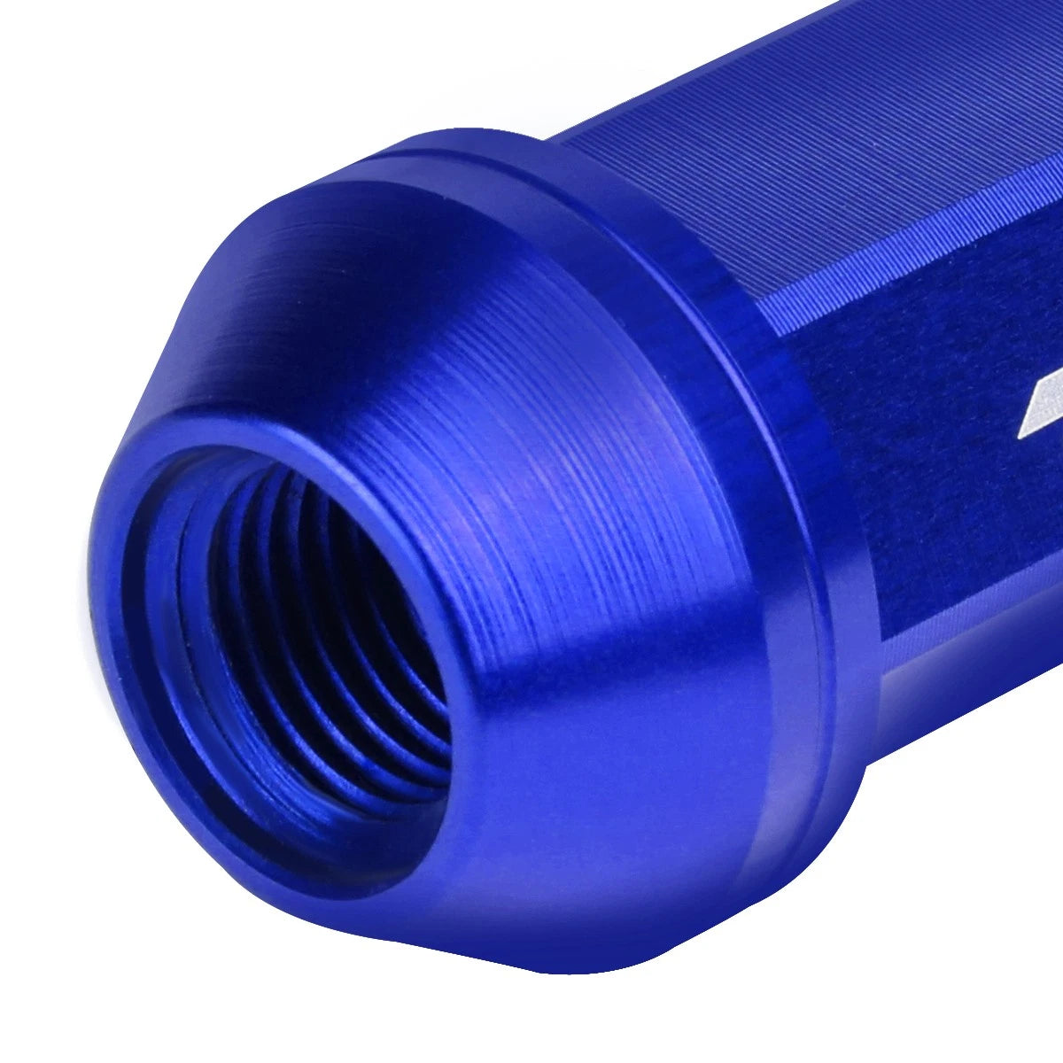 Set of 20 J2 7075 Forged Aluminum M12x1.25 Open-End Lug Nuts w/Adapter Blue