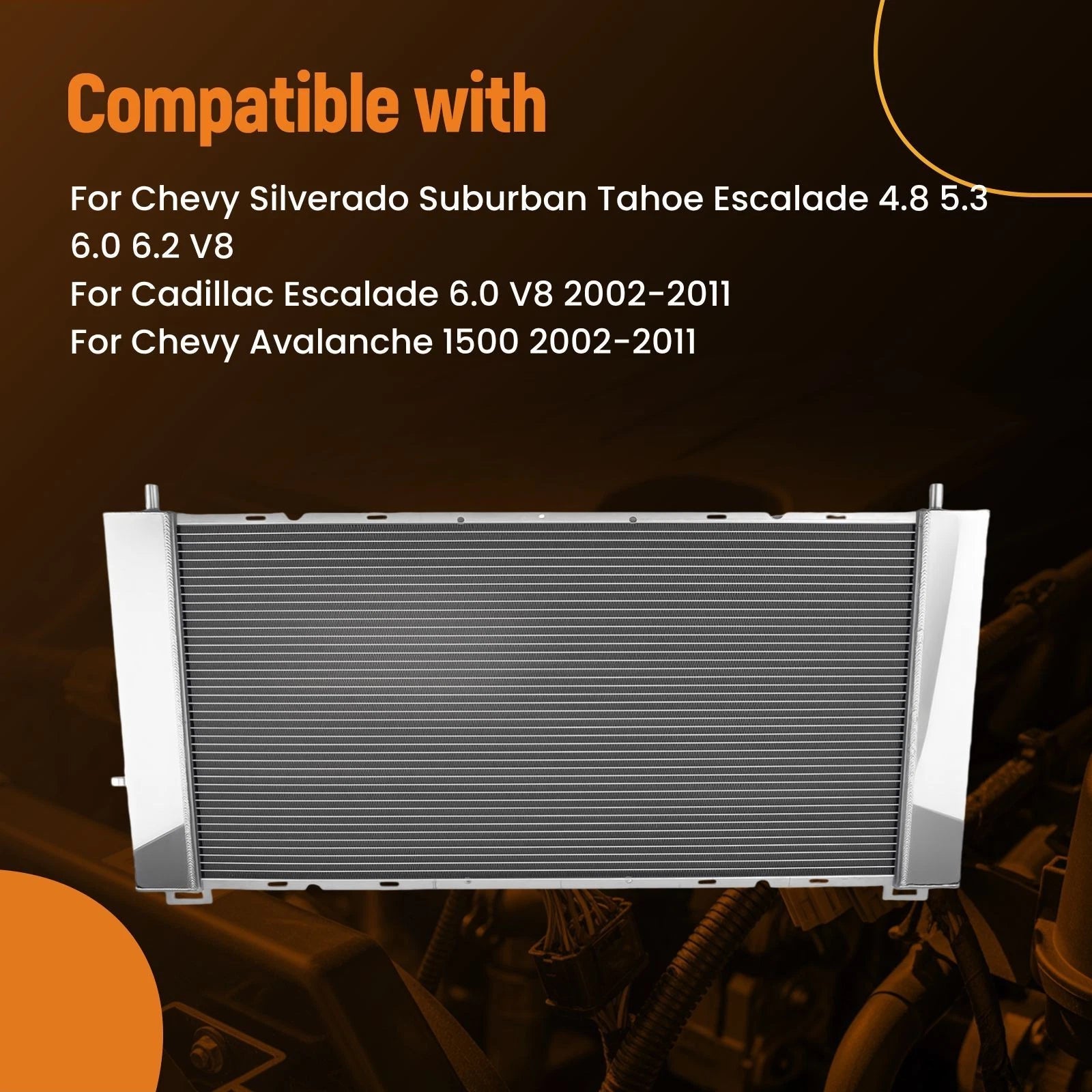 3 Row Aluminum Radiator Shroud Fan for Chevy Silverado GMC Sierra (1999–2011)