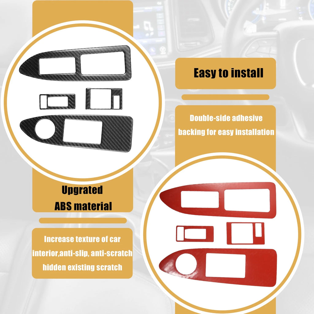 2pcs Window Lift Trim Switch Panel Stickers for Dodge Challenger (2008–2014)