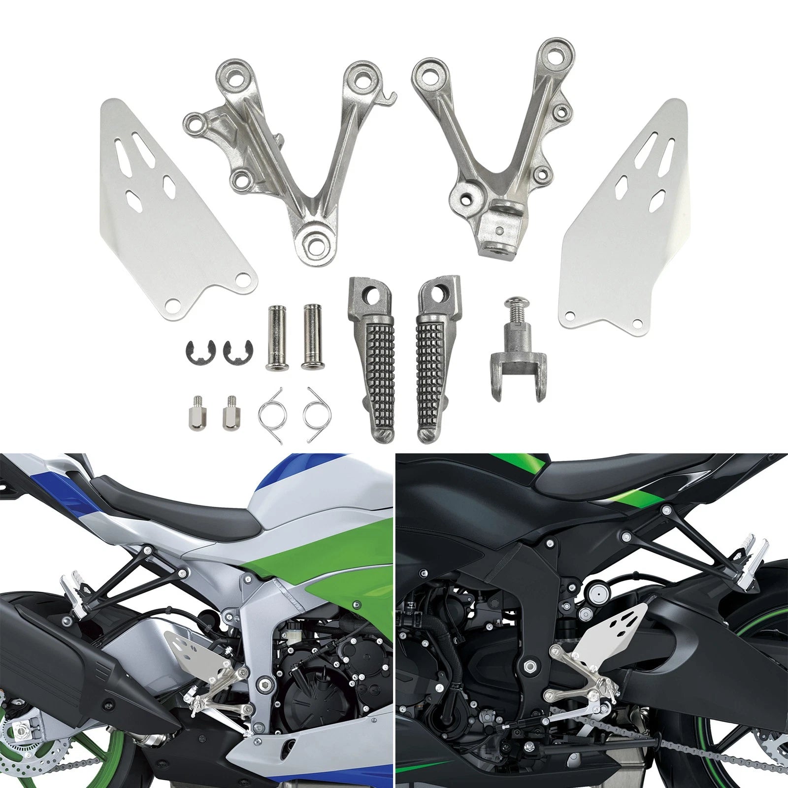 Driver Footpegs Bracket Kit for Kawasaki ZX6R ZX636 (2019–2025)