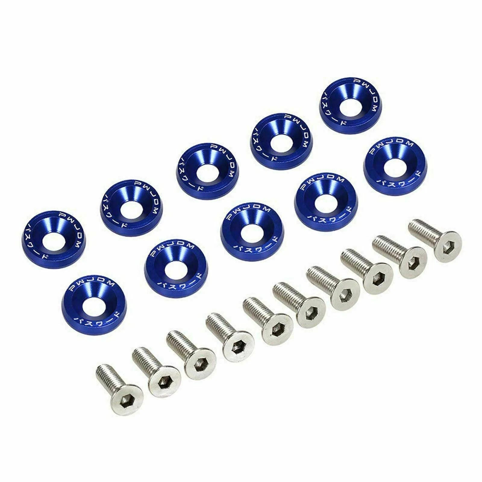 10x Blue Billet Fender Washer Bumper Bolt Kit for Subaru (2010-2021)
