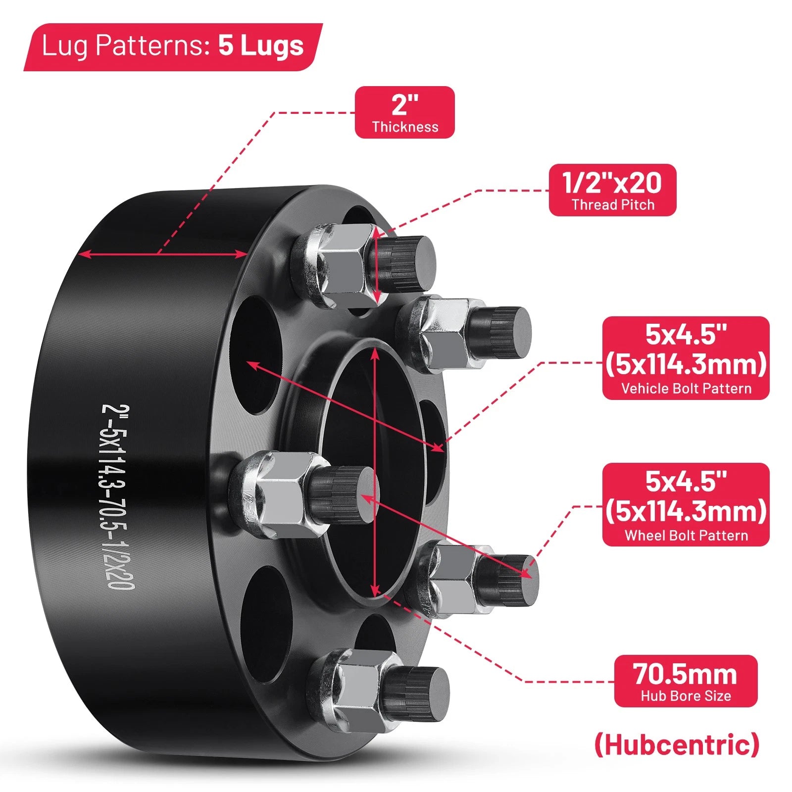 2" 5x4.5 Hub Centric Wheel Spacers for Lincoln MKX (2007–2010)