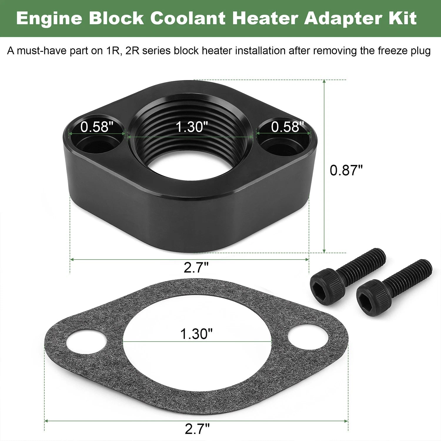 Block Heater Adapter Kit AM134805 for John Deere 1025R 2025R 2032R 2038R (2015–2023)